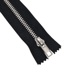 Молния металлическая тип 5 Никель 18см Чорная (Прямой бегунок)
