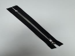 Молния металлическая тип 5 Никель 18см Чорная (Прямой бегунок)